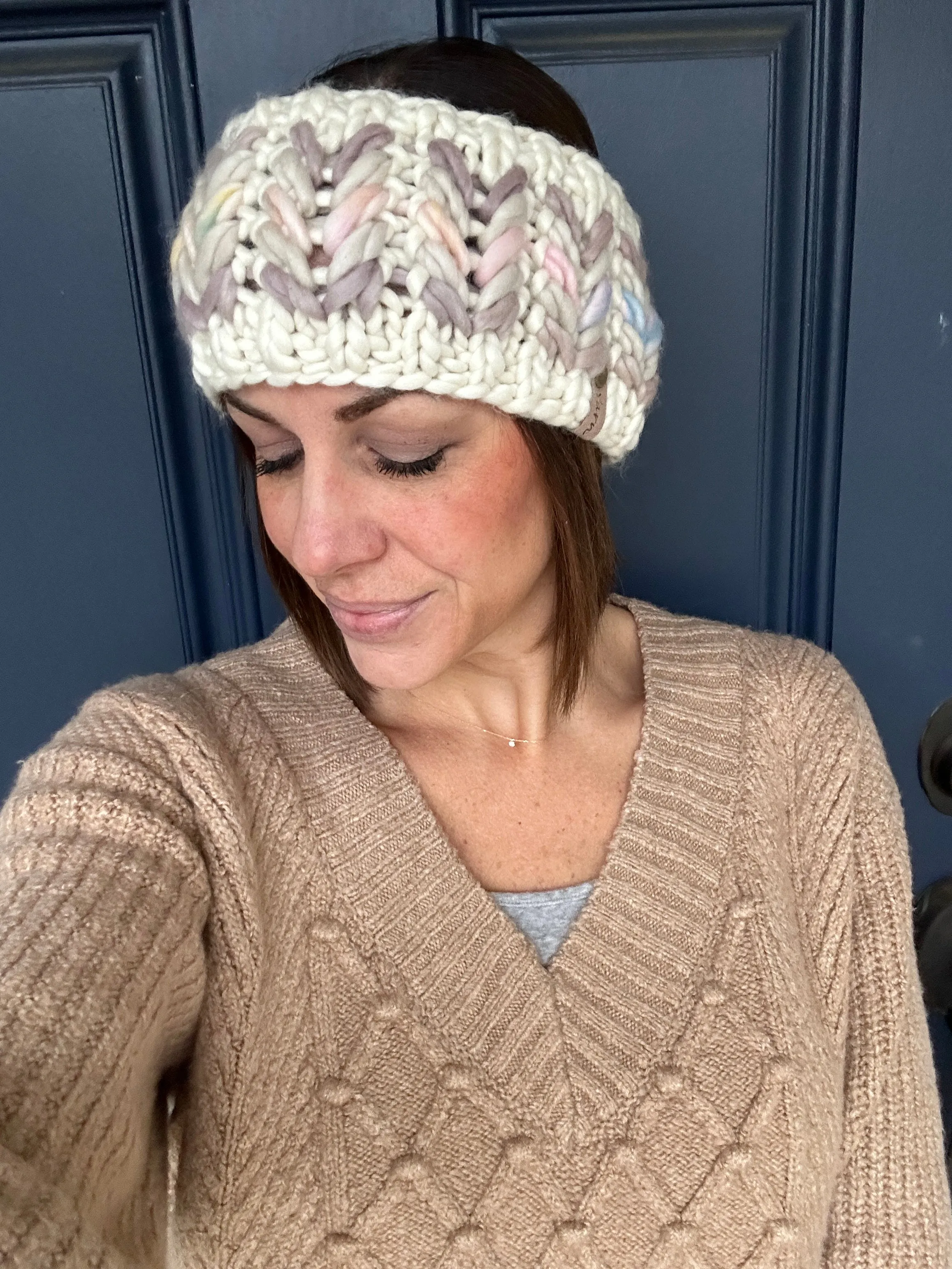 Merino and Peruvian wool knit ear warmer