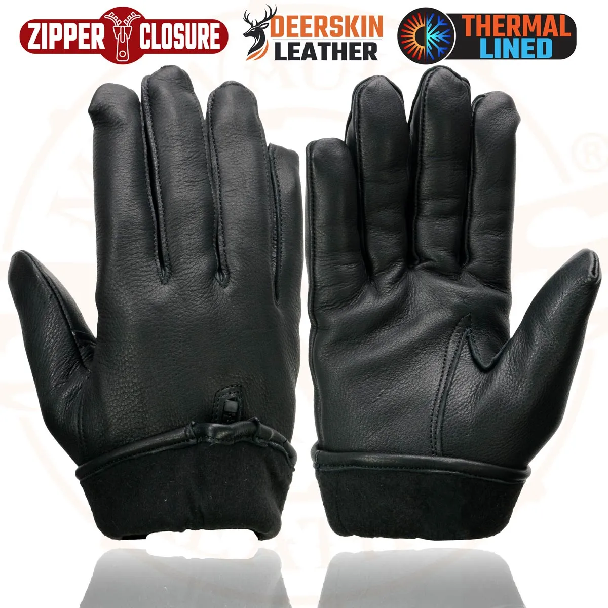 Milwaukee Leather SH866 Men's Thermal Lined USA Deerskin Leather Black