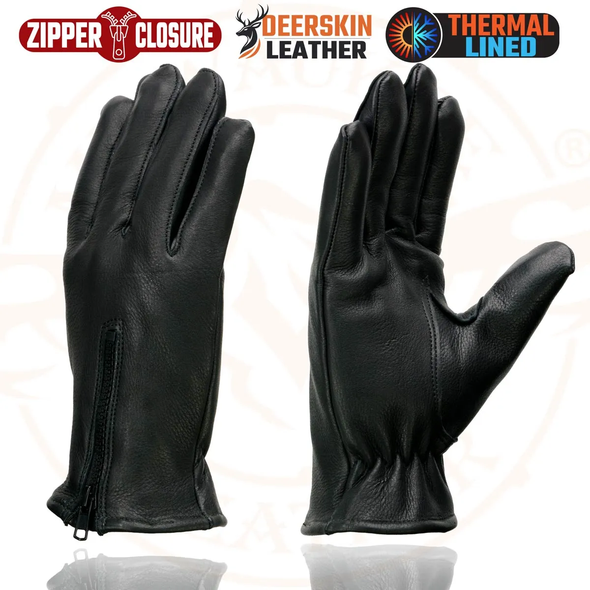 Milwaukee Leather SH866 Men's Thermal Lined USA Deerskin Leather Black