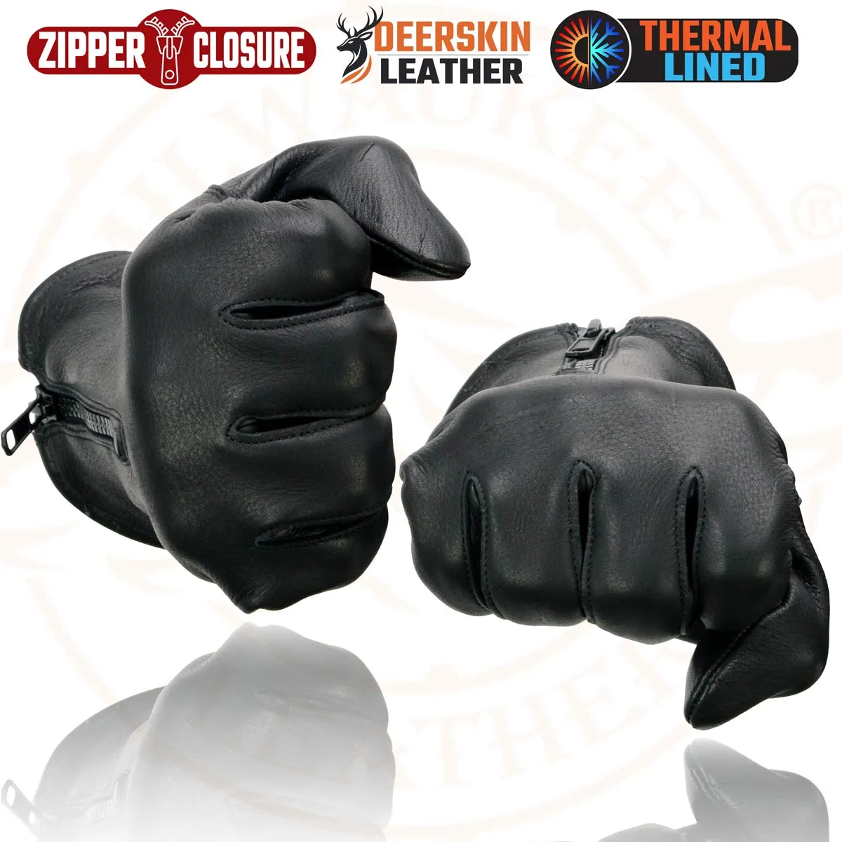 Milwaukee Leather SH866 Men's Thermal Lined USA Deerskin Leather Black