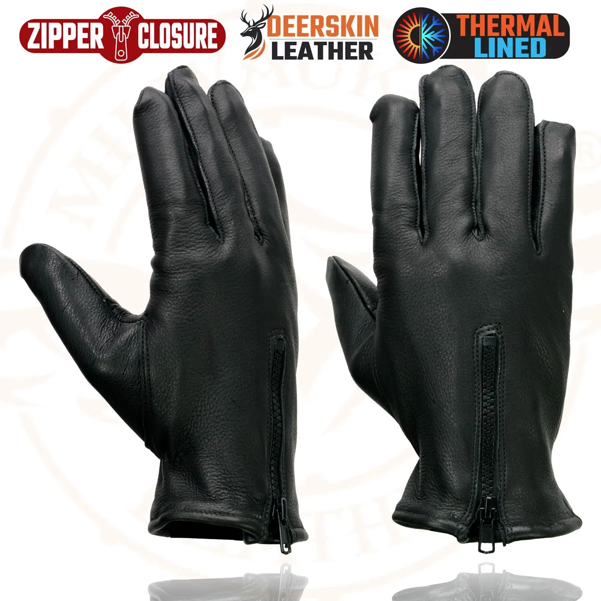 Milwaukee Leather SH866 Men's Thermal Lined USA Deerskin Leather Black