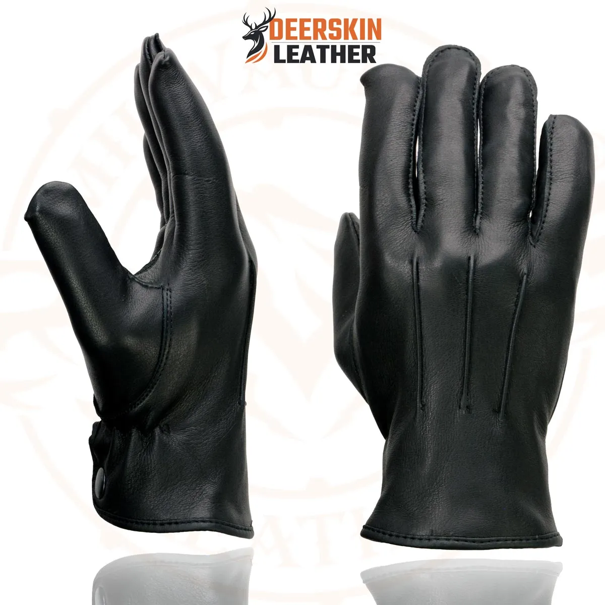 Milwaukee Leather SH875 Men's Thermal Lined USA Deerskin Black Leather Motorcycle Gloves w/ Snap Wrist Closure