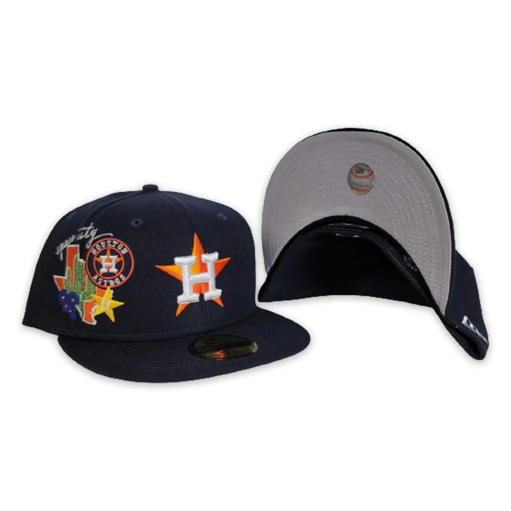 Navy Blue Houston Astros City Patch Gray Bottom New Era 59fifty Fitted