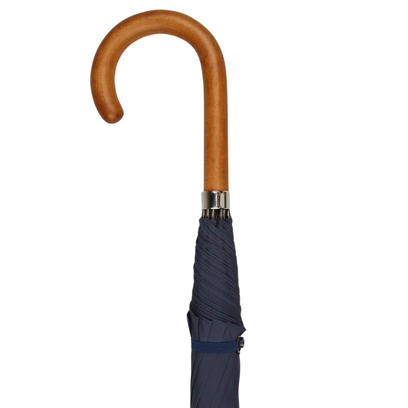 Navy Blue Maple Handle Automatic Umbrella