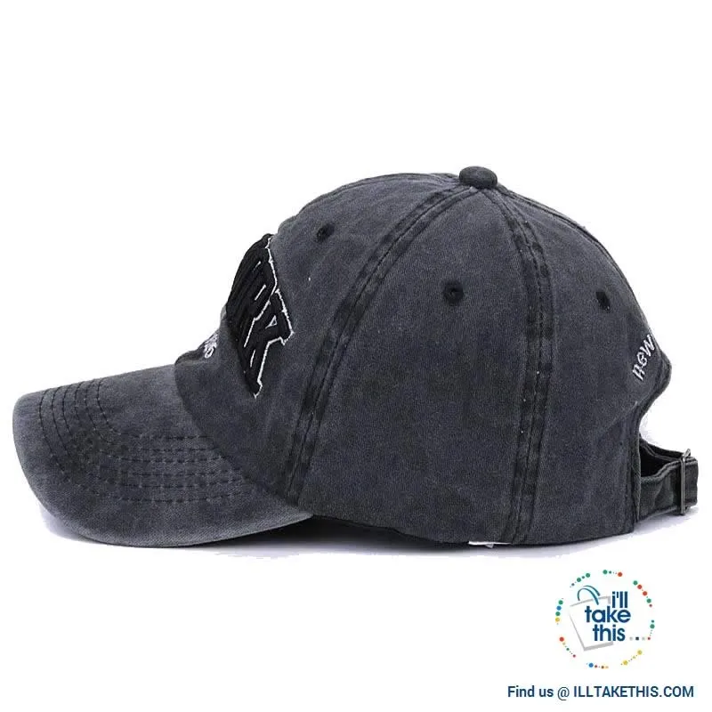 New York embroidery Sand washed 100% cotton baseball caps, Unisex design Caps - 6 Colors