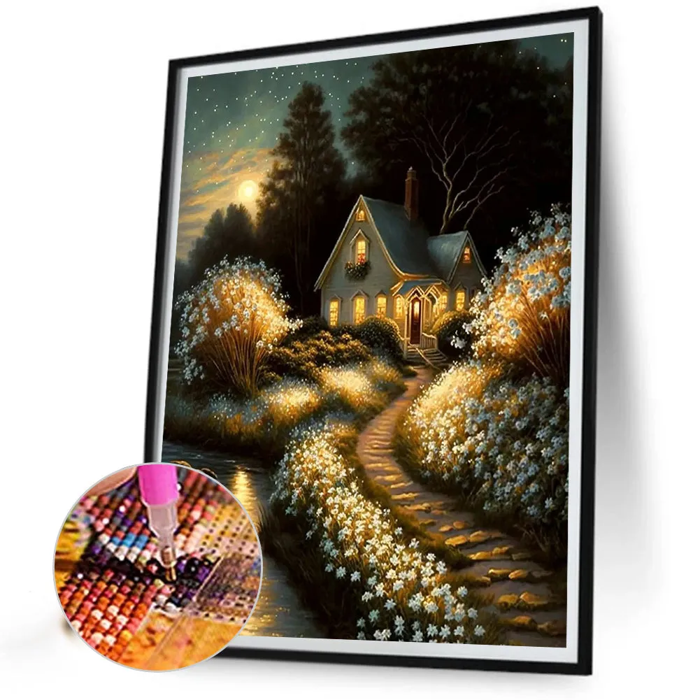 Night Cabin - Full Round Drill Diamond Painting 30*40CM
