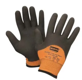 North by Honeywell Size 10 Hi-Viz Orange And Black Grip Plus 5 15 gauge Heavy Weight Engineered Fiber Dipped Cut Resistant Gloves With Knitwrist And Thermal Lining