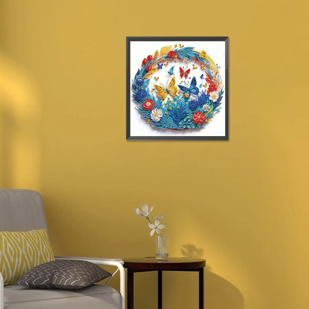 Paper Flowers And Butterflies - Special Shaped Drill Diamond Painting 30*30CM