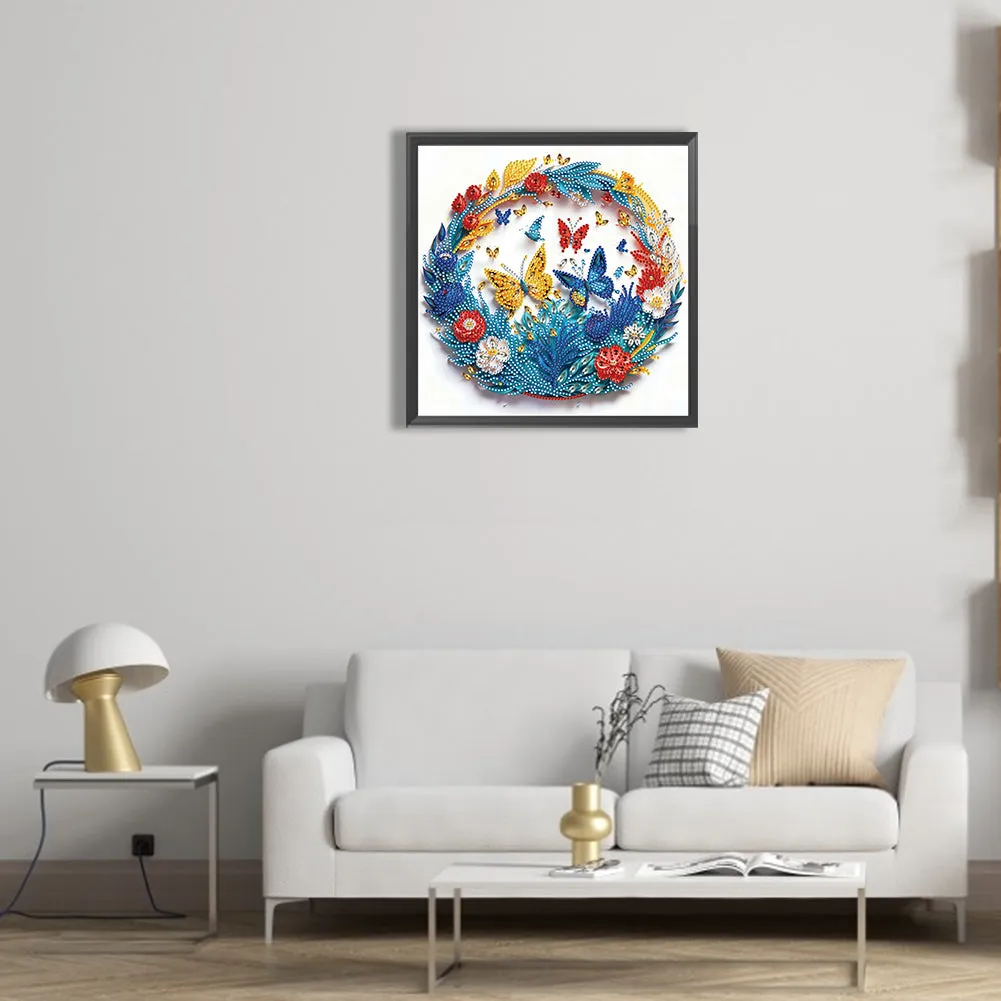 Paper Flowers And Butterflies - Special Shaped Drill Diamond Painting 30*30CM