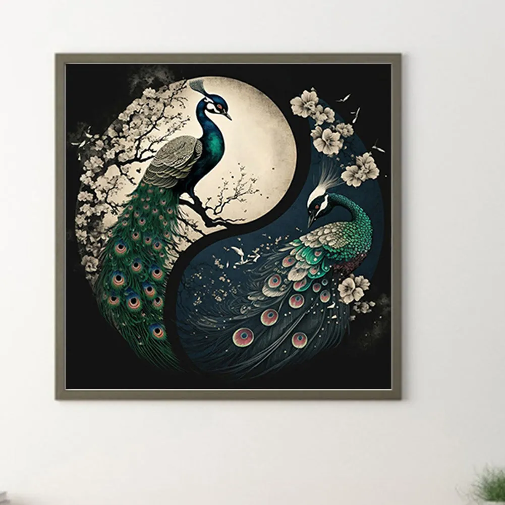Peacock Yin Yang Diagram - Full Round Drill Diamond Painting 40*40CM
