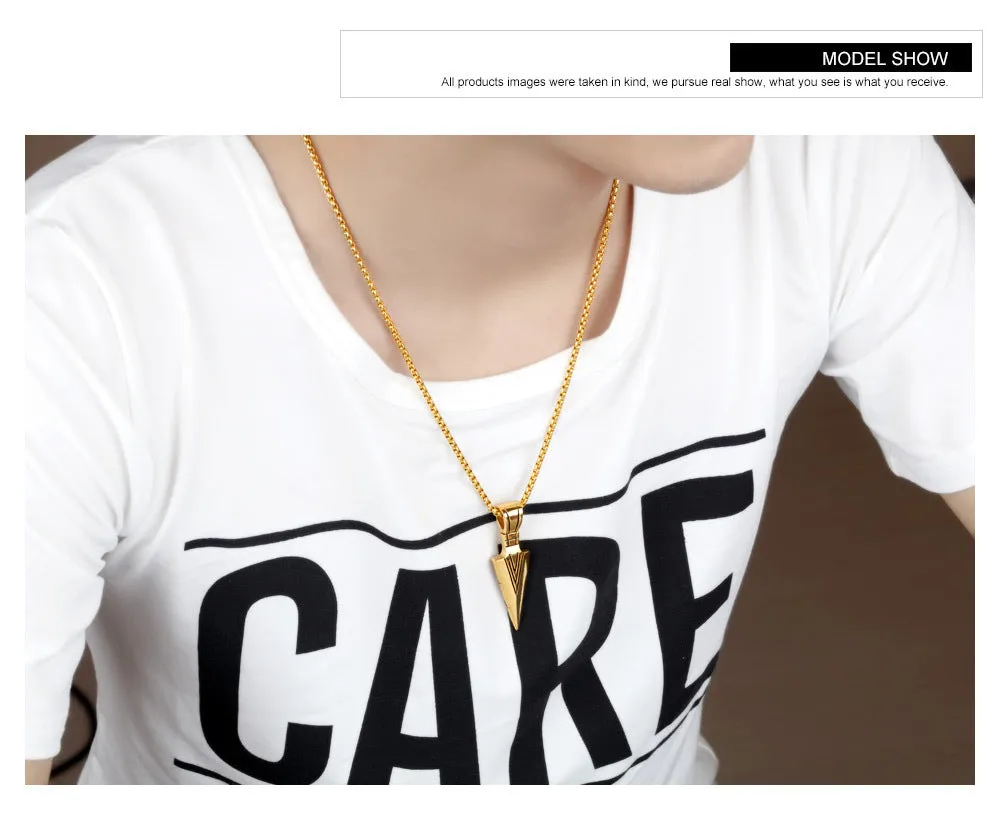 Personalized Spearhead Pendant Street Style Fashion Hip Hop Style Titanium Steel Men's Necklace