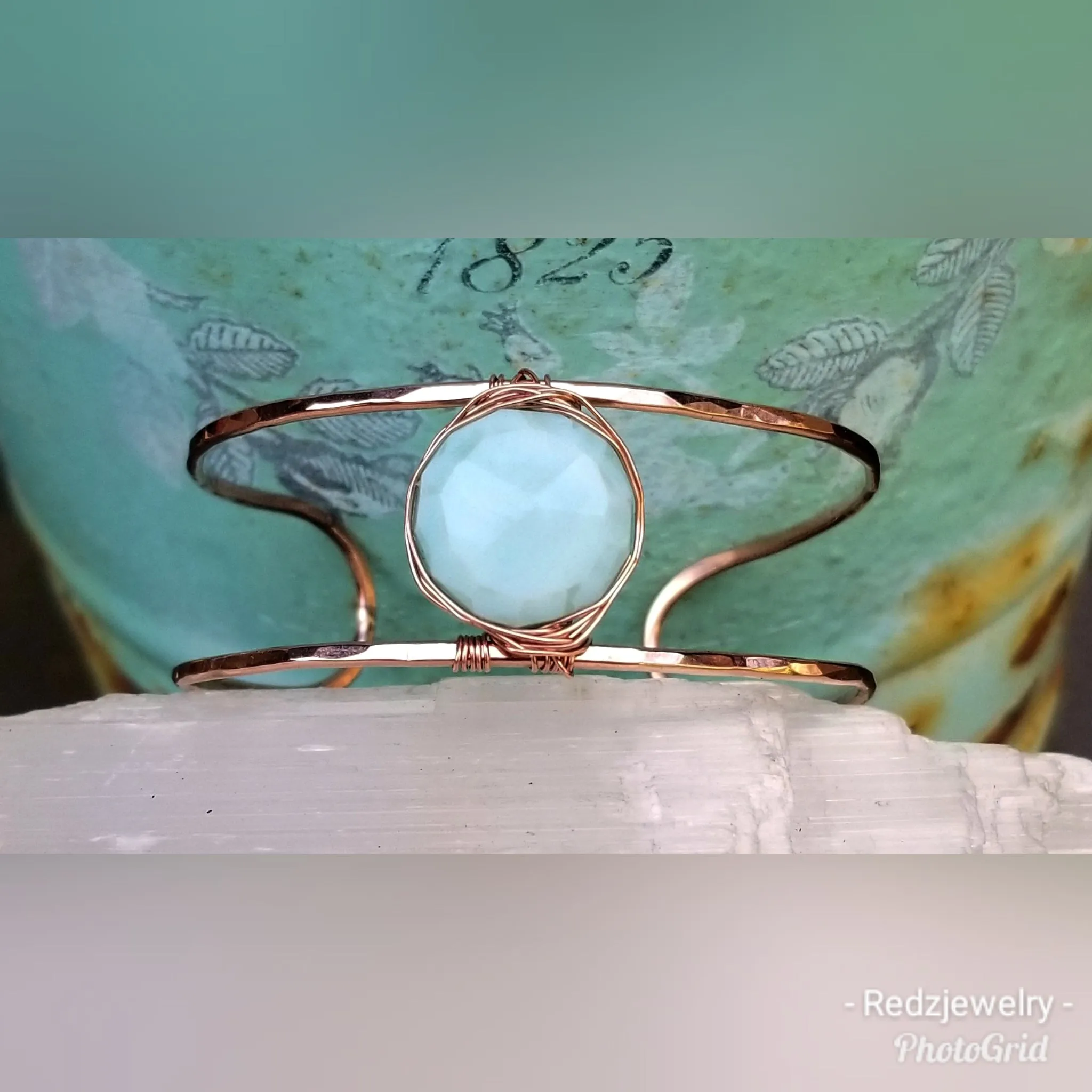 Peruvian opal Double cuff bracelet