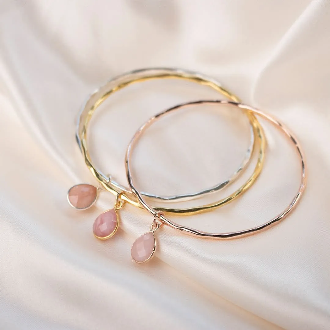 Pink Opal Charm Bangle | Rose Gold - October