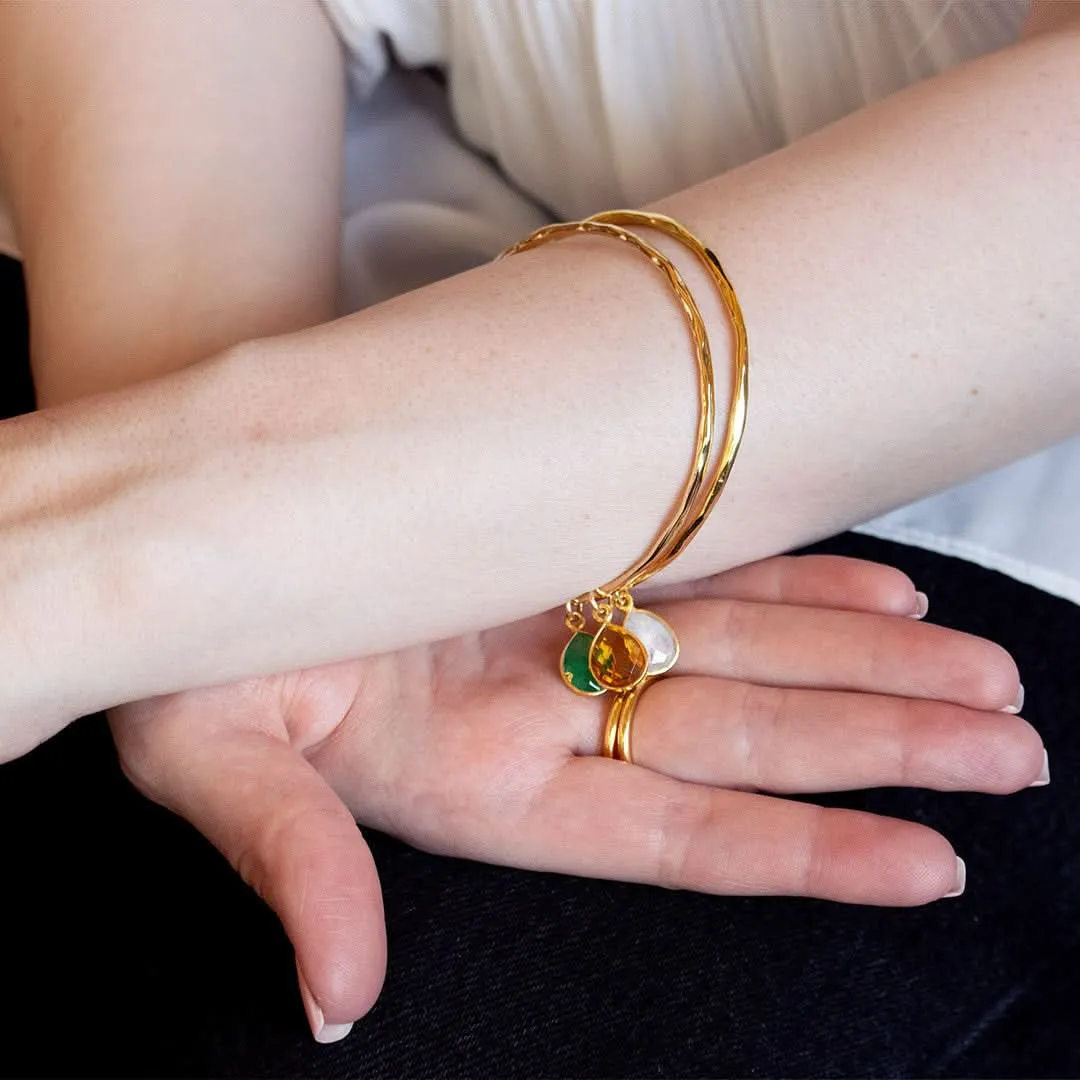 Pink Opal Charm Bangle | Rose Gold - October