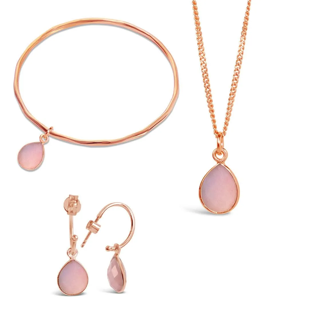 Pink Opal Charm Bangle | Rose Gold - October