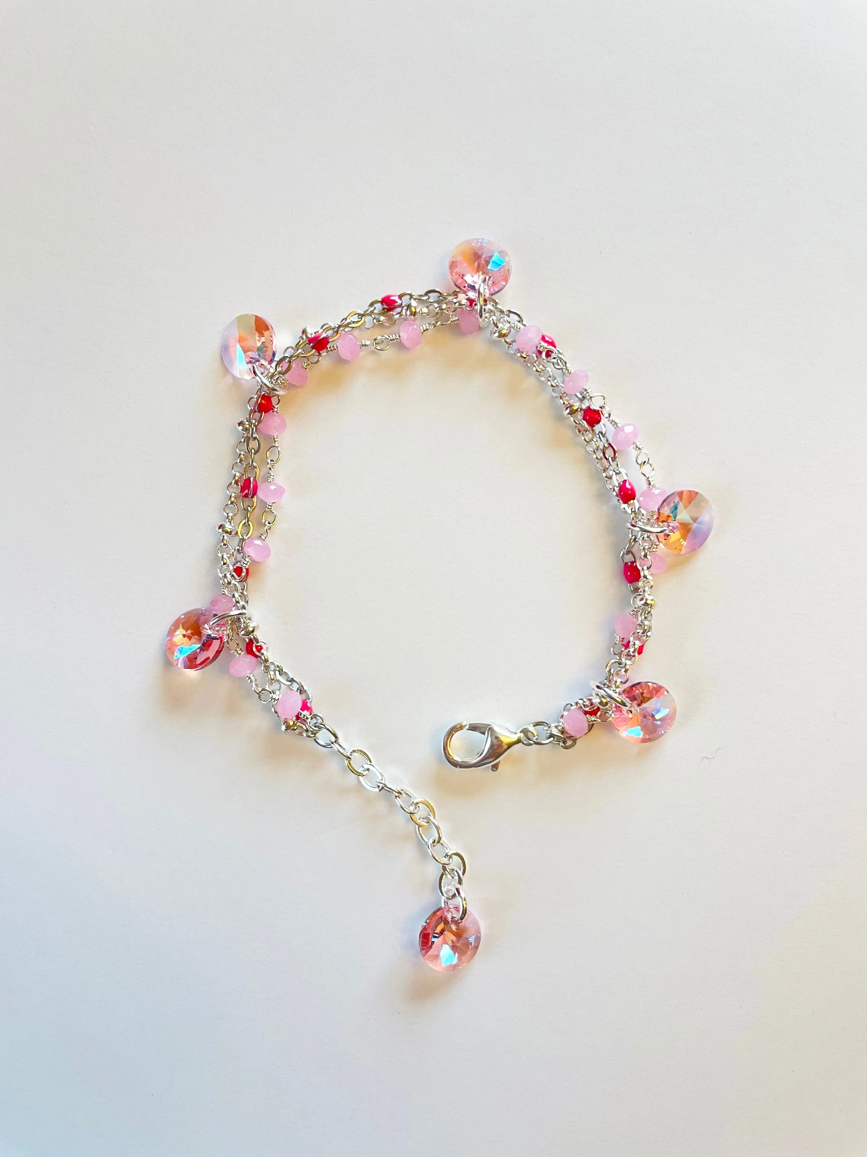Pink Warrior Triple Strand Bracelet
