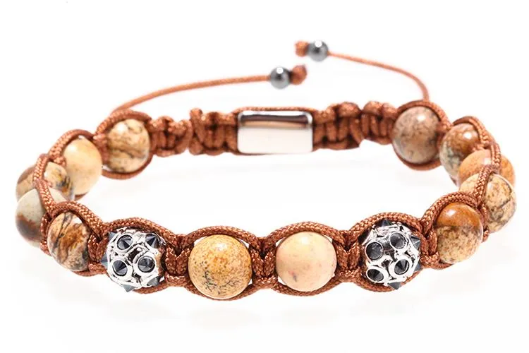 Polished Boulder Opal &amp Cat's Eye Apatite Braided Bracelet