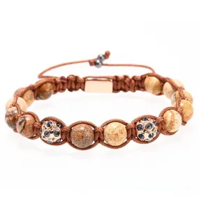 Polished Boulder Opal &amp Cat's Eye Apatite Braided Bracelet