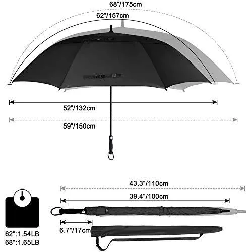 Prospo Golf Umbrella 62/68 inch Large Heavy Duty Automatic Open Windproof Double Canopy Oversized Stick Vented Umbrellas