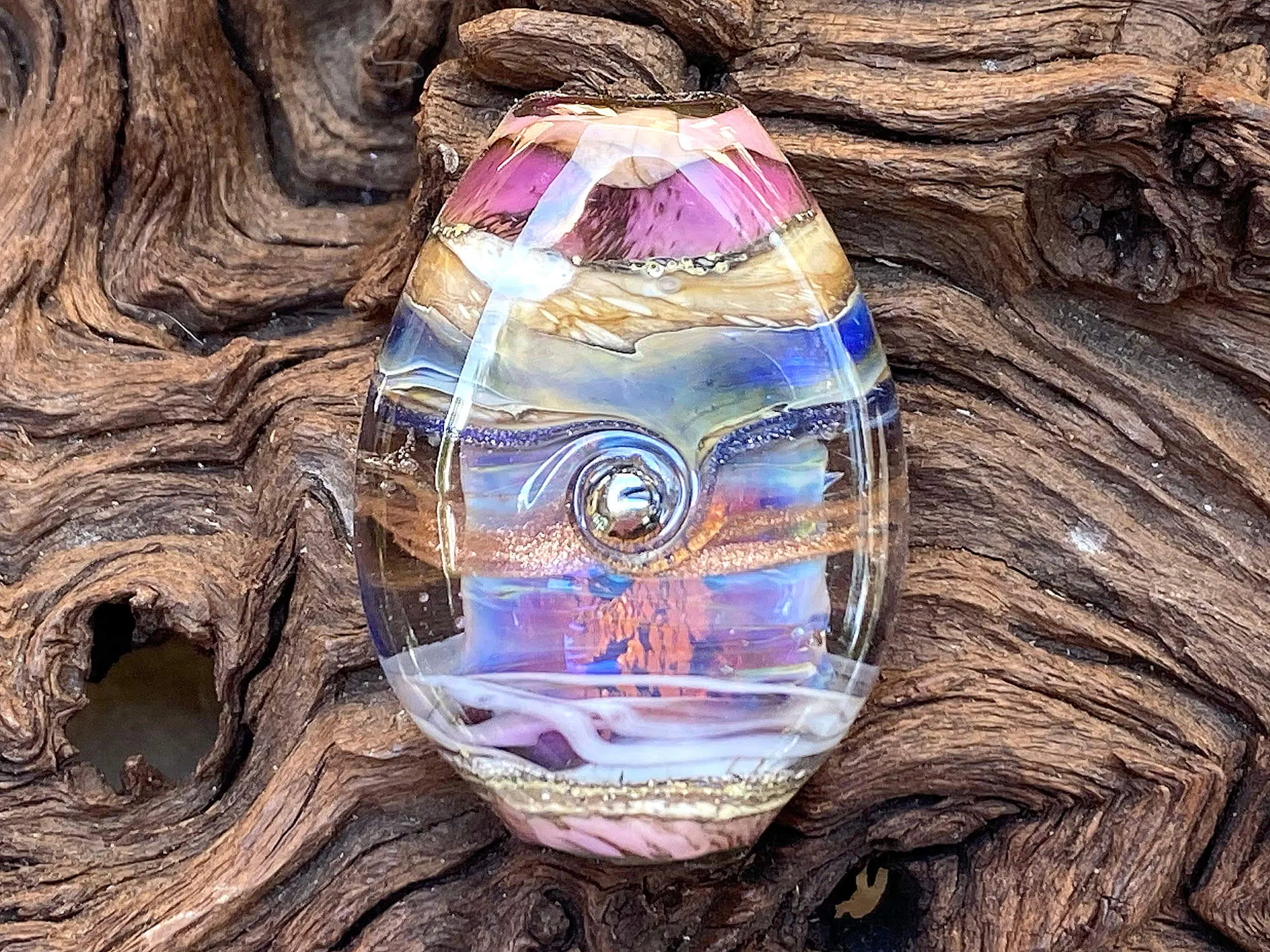 Purple Fire Opal Organic Lampwork Focal Bead SRA