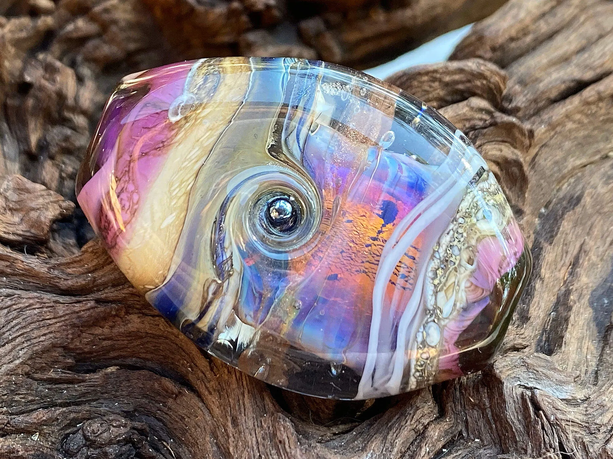 Purple Fire Opal Organic Lampwork Focal Bead SRA