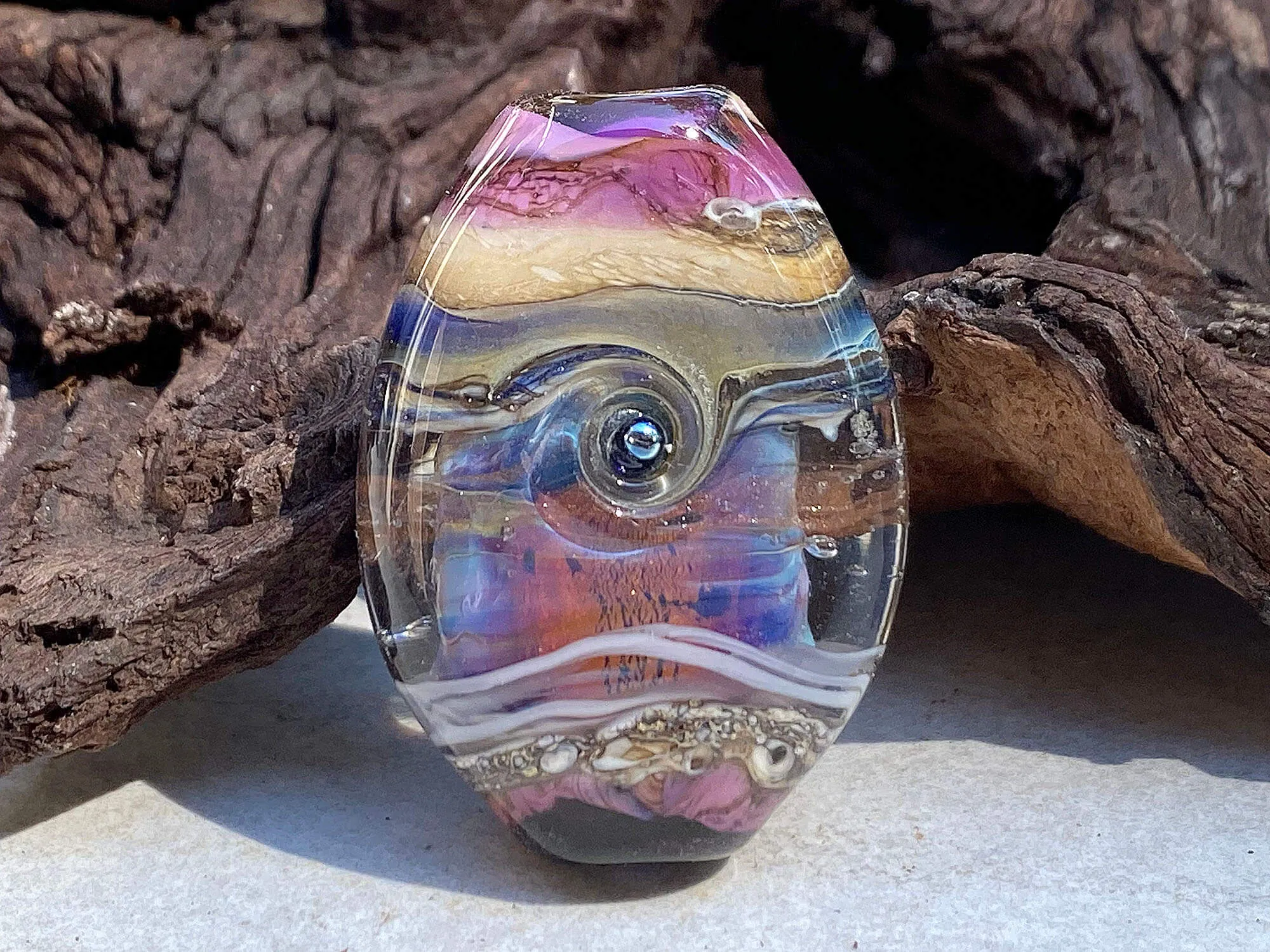 Purple Fire Opal Organic Lampwork Focal Bead SRA
