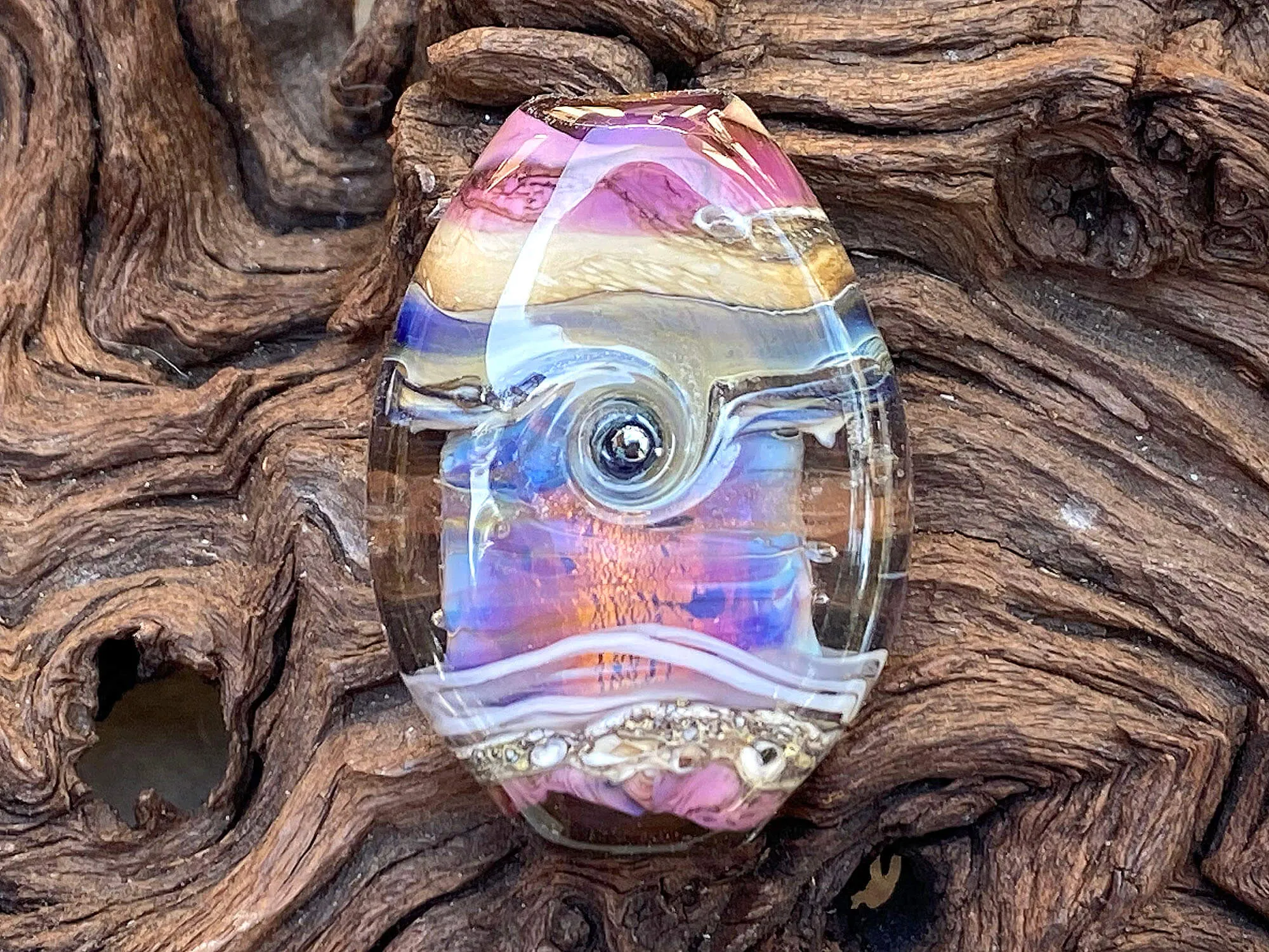 Purple Fire Opal Organic Lampwork Focal Bead SRA