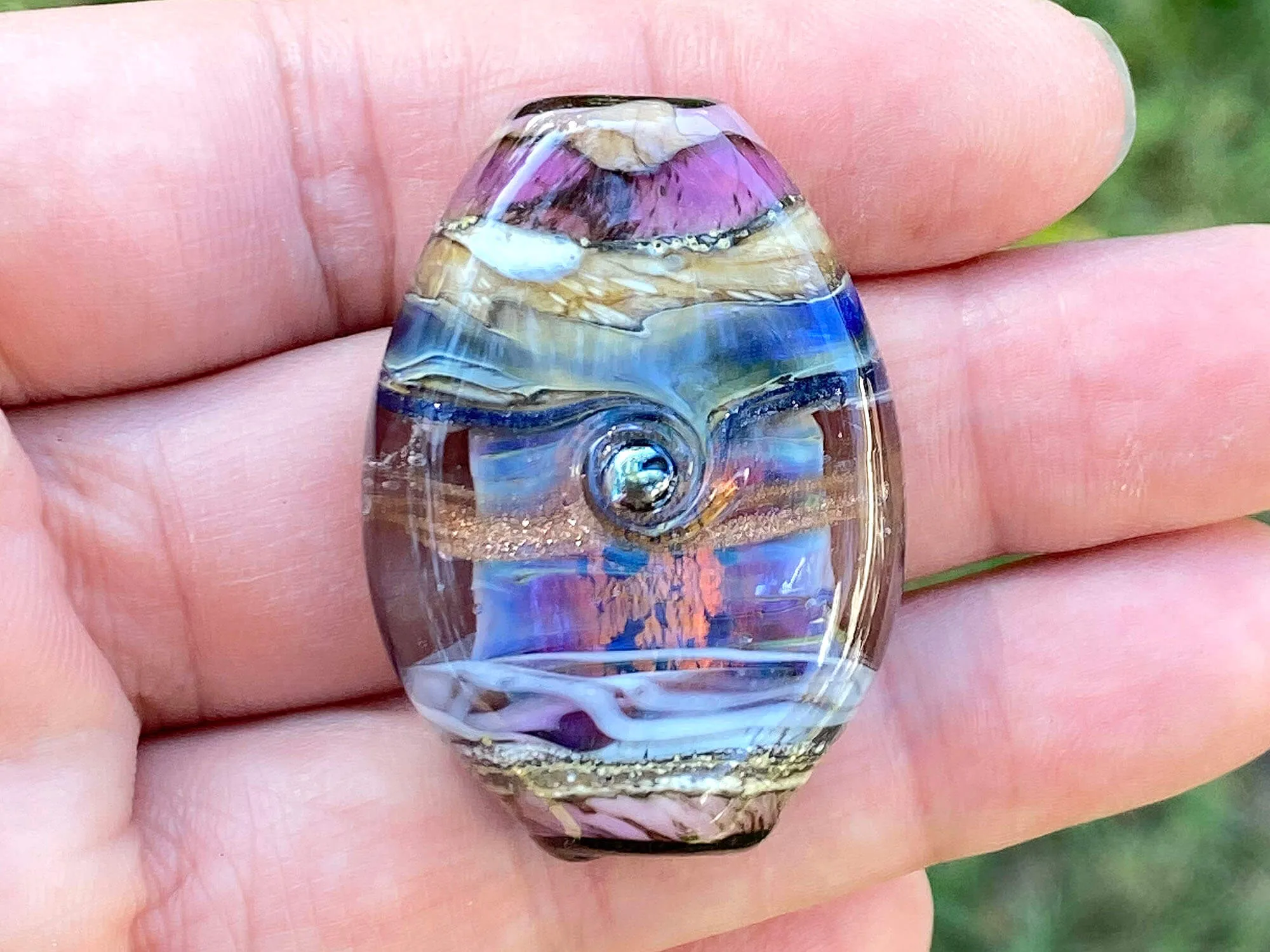 Purple Fire Opal Organic Lampwork Focal Bead SRA