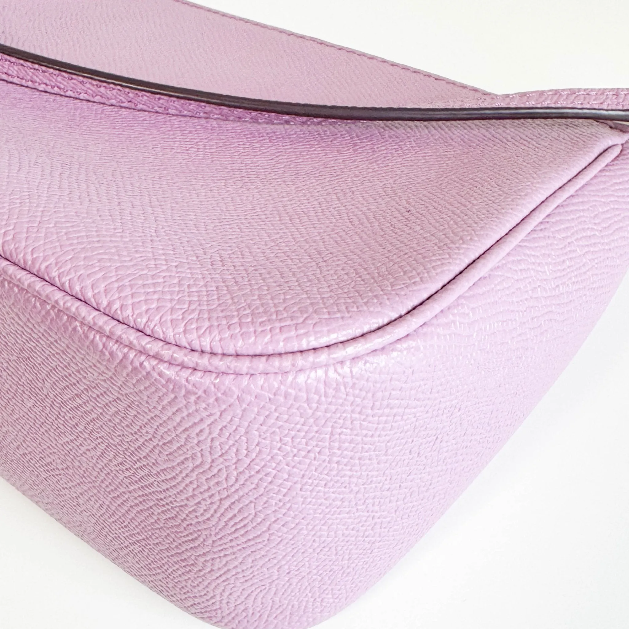 Purple Pink Leather Pochette Bag with Crossbody Strap