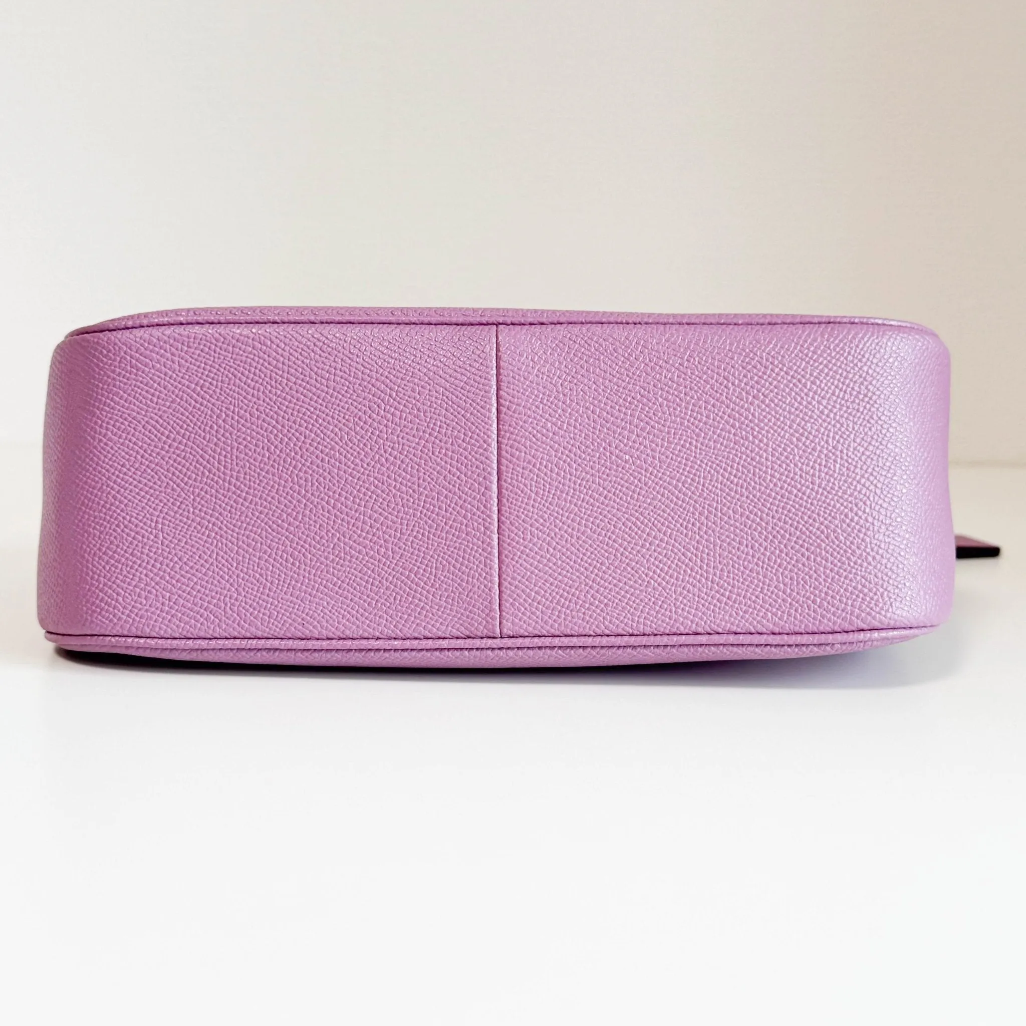 Purple Pink Leather Pochette Bag with Crossbody Strap