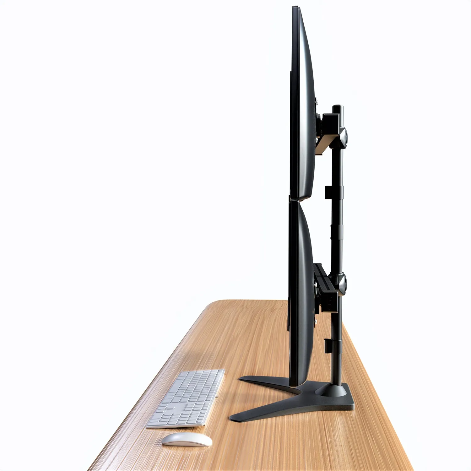 Quad LED LCD Monitor Stand up Freestanding Desk Mount for Support up to 32" Monitors, 29 inch Pole Heavy Duty Fully Adjustable Stand, Black (2004MSFP)