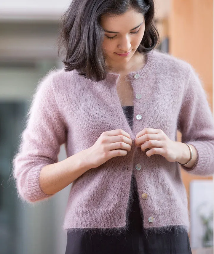 Quintessential Cardigan Using Rowan Kidsilk Haze