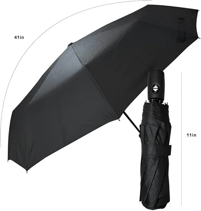 Ram® Folding Travel Umbrella, Automatic Open & Close Ergonomic Handle, Golf Umbrella 10 Ribs Brolly Portable Slim Strong Lightweight Umbrella,