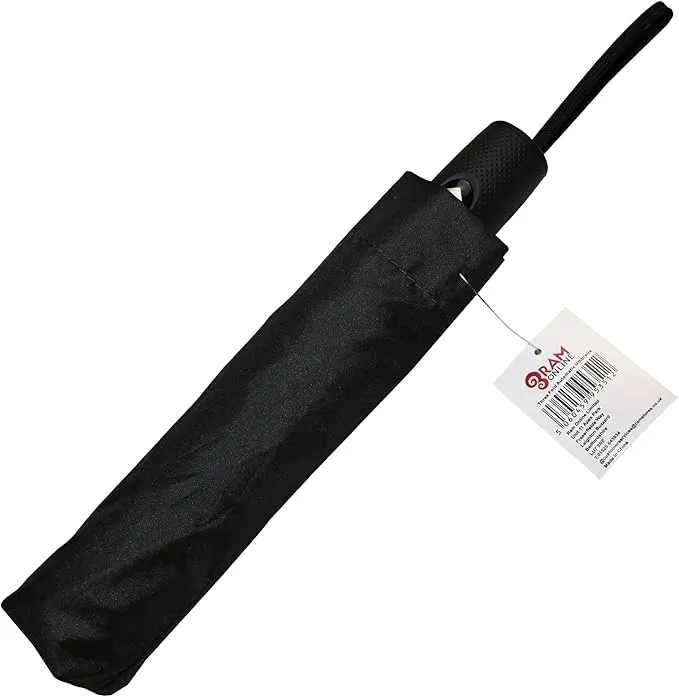 Ram® Folding Travel Umbrella, Automatic Open & Close Ergonomic Handle, Golf Umbrella 10 Ribs Brolly Portable Slim Strong Lightweight Umbrella,