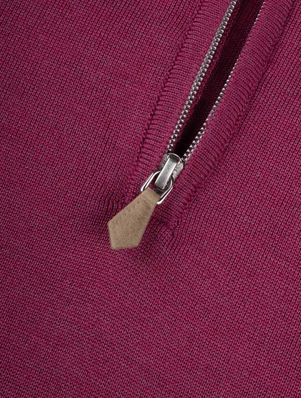 Raspberry Half Zip Merino Wool Jumper