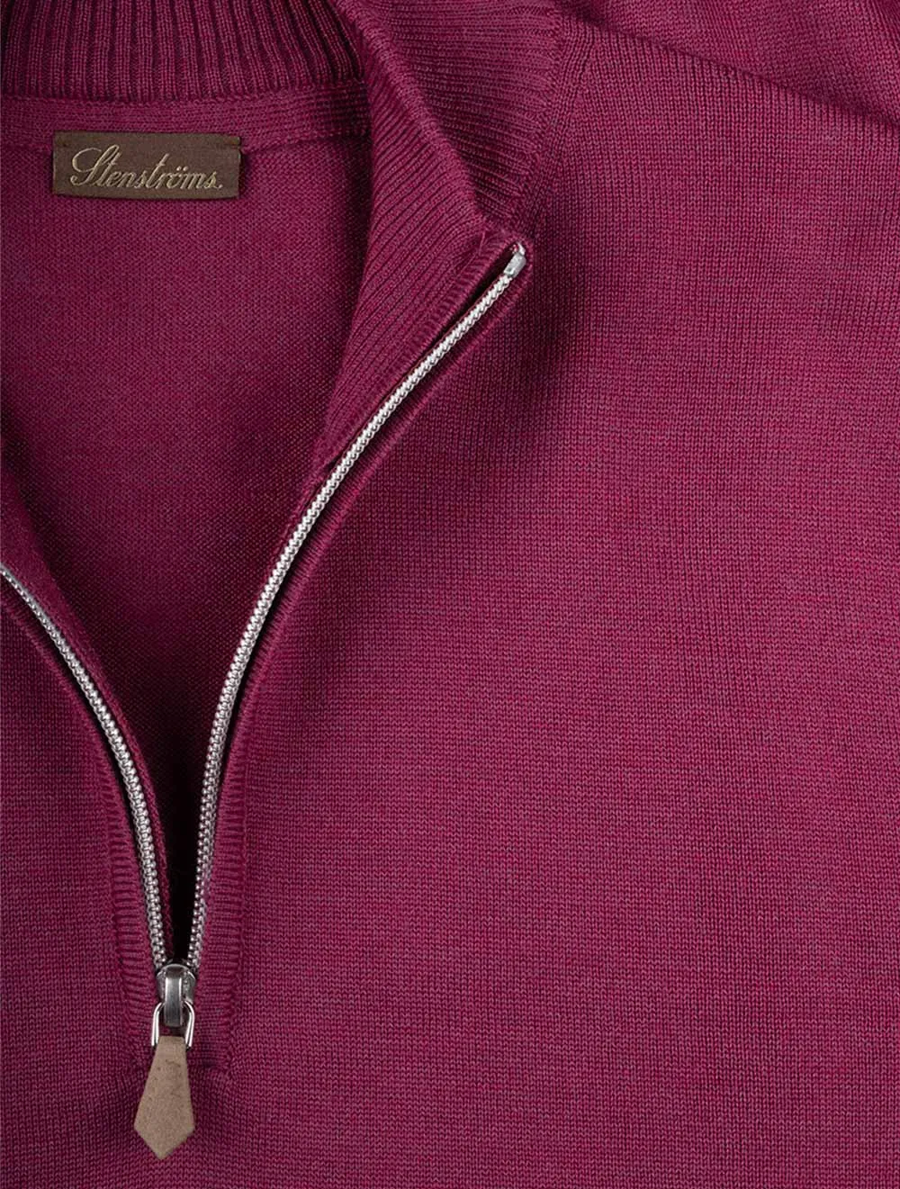 Raspberry Half Zip Merino Wool Jumper