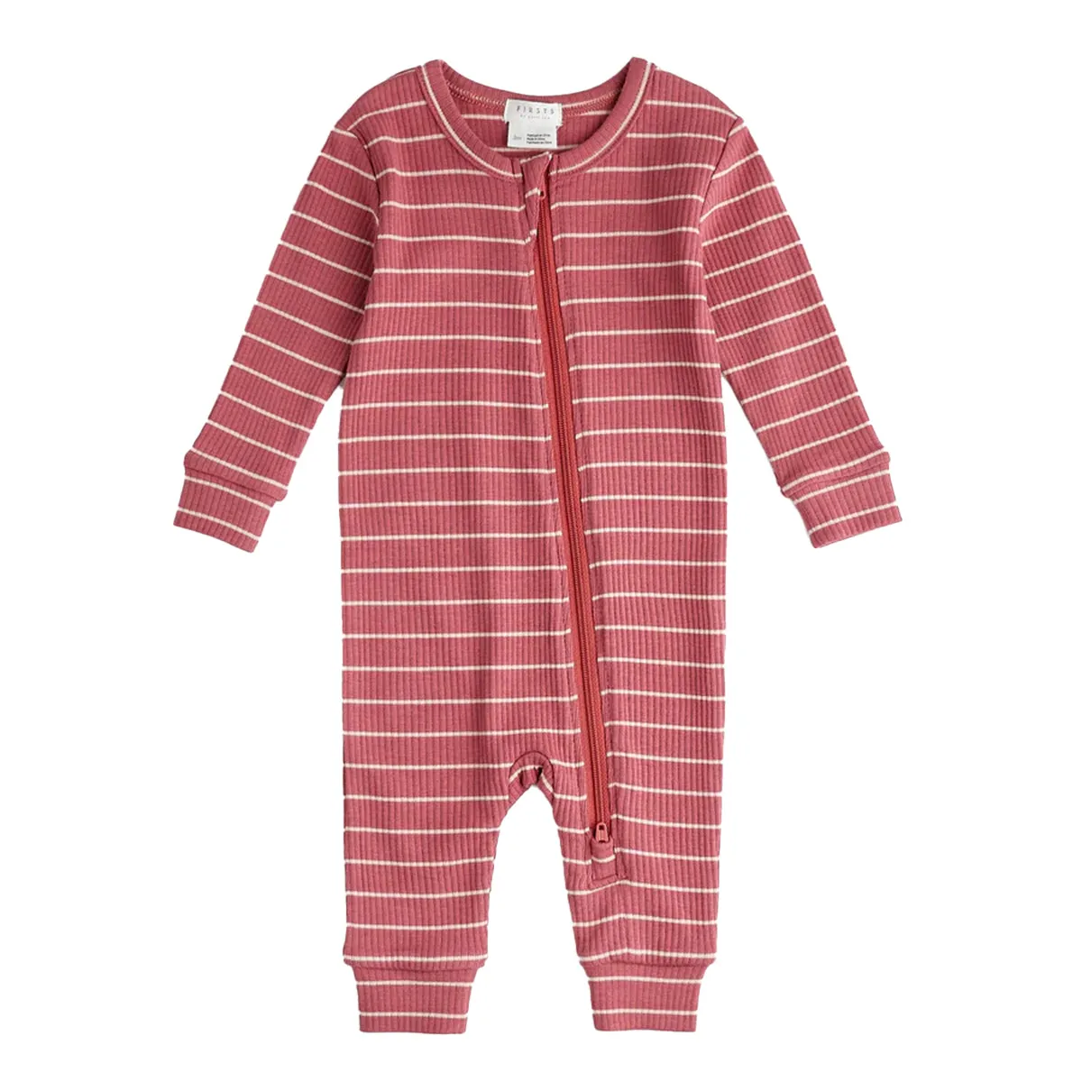 Raspberry Stripe Zip Front Romper