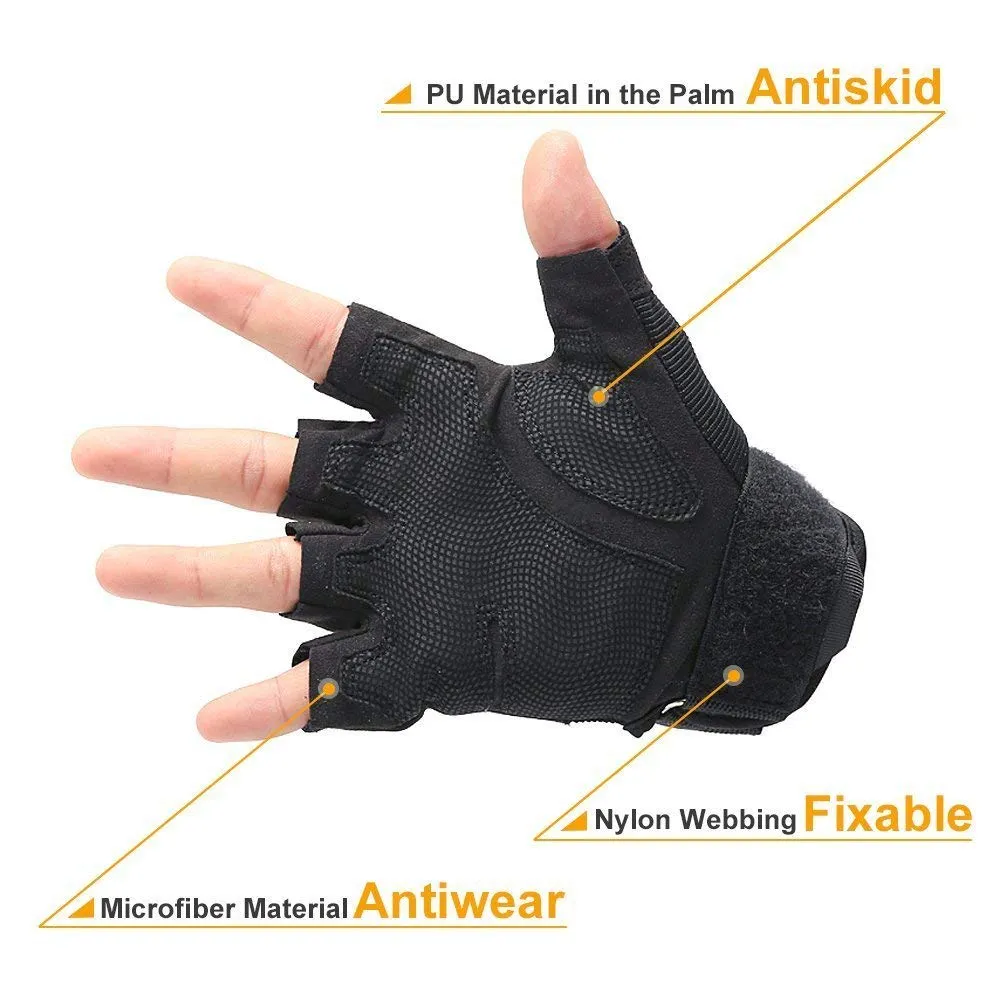 Riparo Men's Tactical Touchscreen Short-Finger Gloves - Black