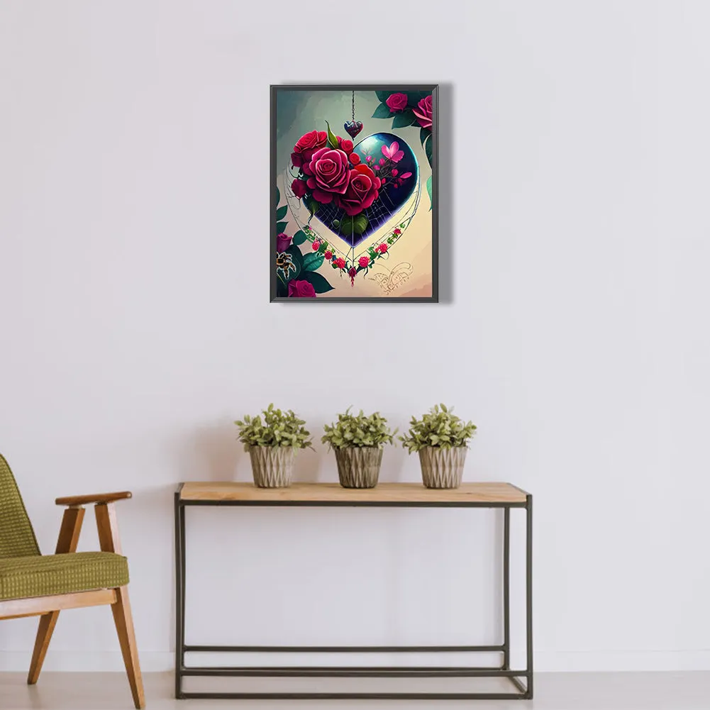 Rose Love Spider Web - Full Round Drill Diamond Painting 30*40CM