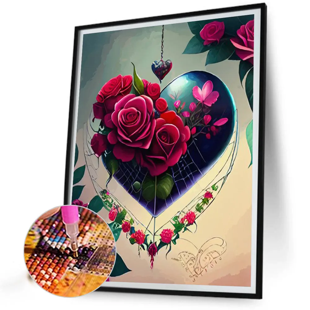 Rose Love Spider Web - Full Round Drill Diamond Painting 30*40CM