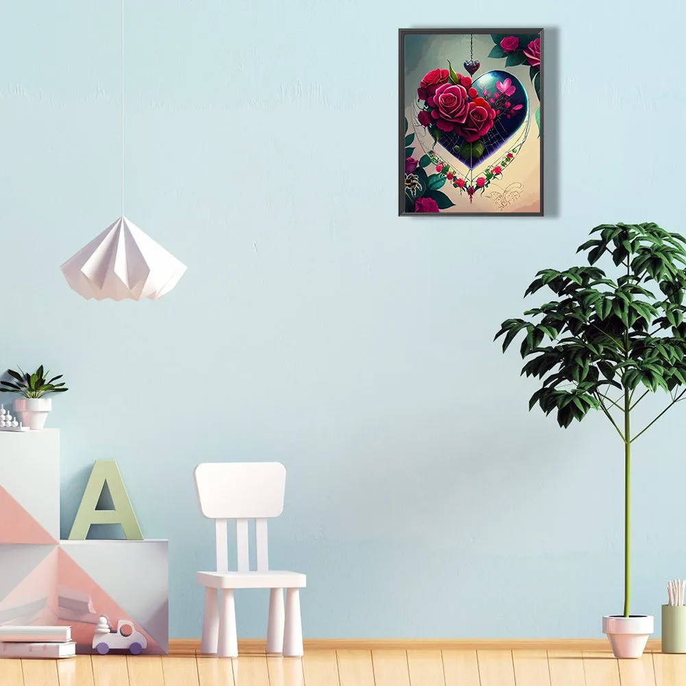 Rose Love Spider Web - Full Round Drill Diamond Painting 30*40CM