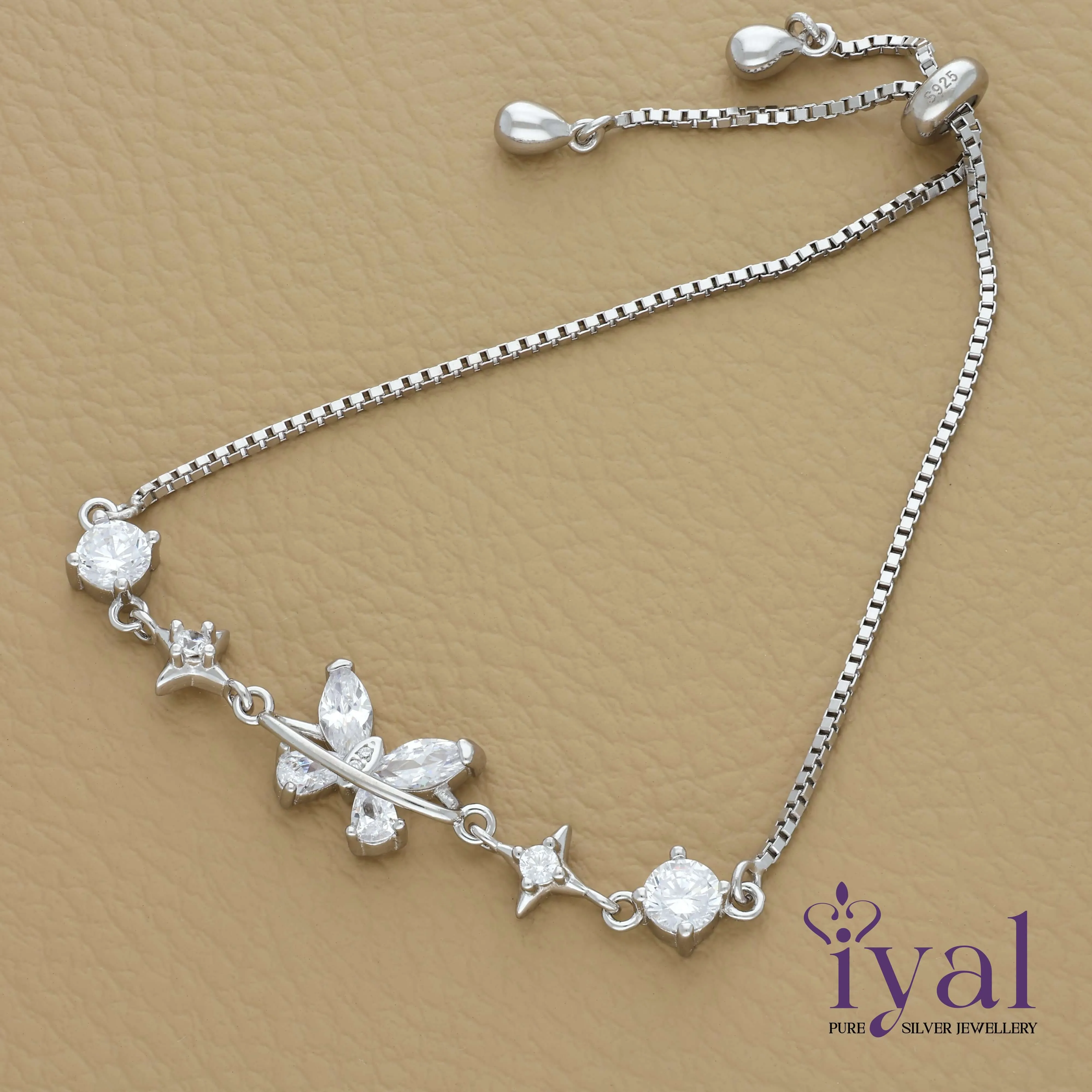 Shimmering Butterfly Silver Bracelet