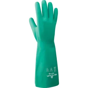 Showa 717 Unlined 11-Mil Nitrile Chemical Resistant Gloves - 13" Length, Bisque Grip, Pack of 12 Pairs | Forearm Protection, Durable