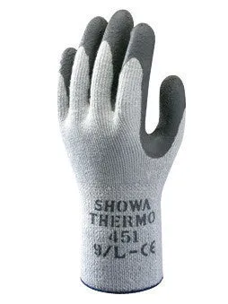 SHOWA Best Glove Size 7 Gray And Dark Gray Atlas Therma-Fit Seamless Loop-In Thermal Terry Cotton Lined Insulated Cold Weather Gloves With Elastic Cuff, Gray Latex Coated