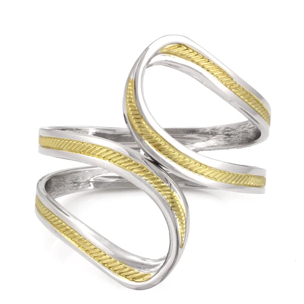 SILVER AND GOLD HINGED  BRACELETS #Z31X (DB6/AI18/AJ10,Q2)