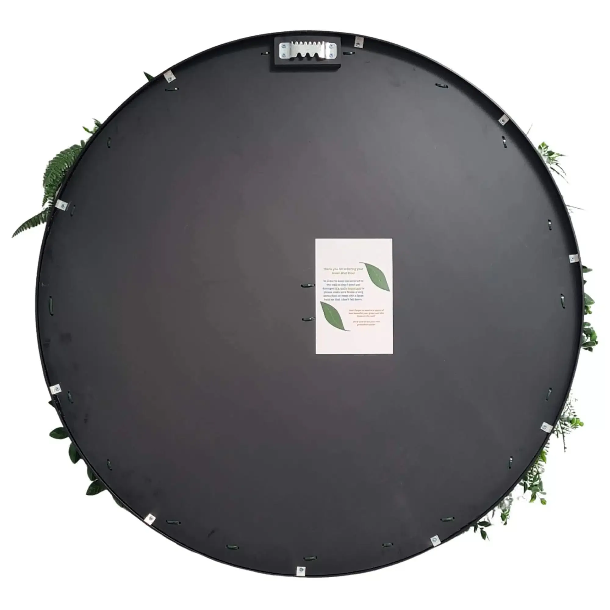 Slimline Artificial Green Wall Disc Art 50cm Grassy Fern Fields UV Resistant (Black)