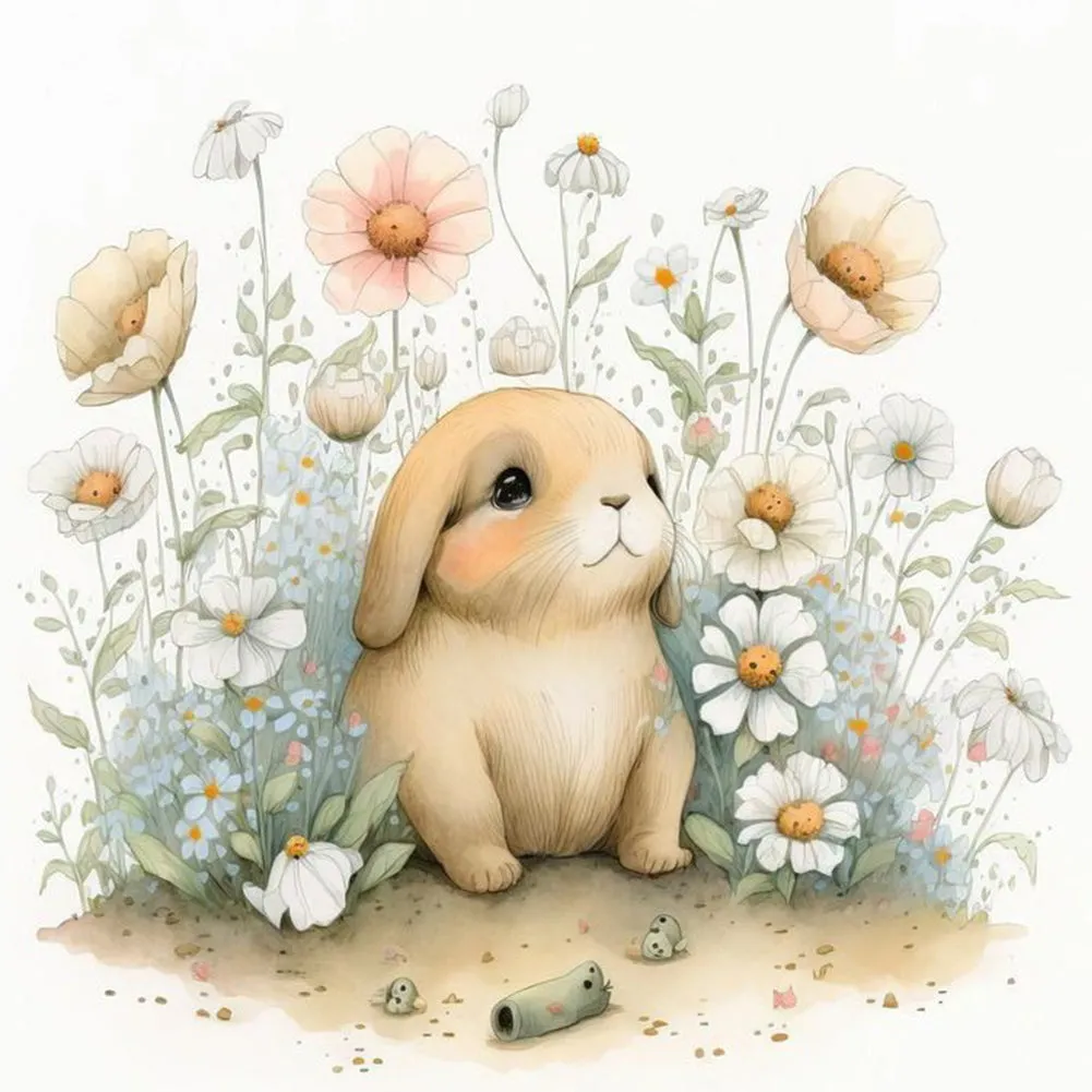 Smiling Bunny - Full Round Drill Diamond Painting 30*30CM