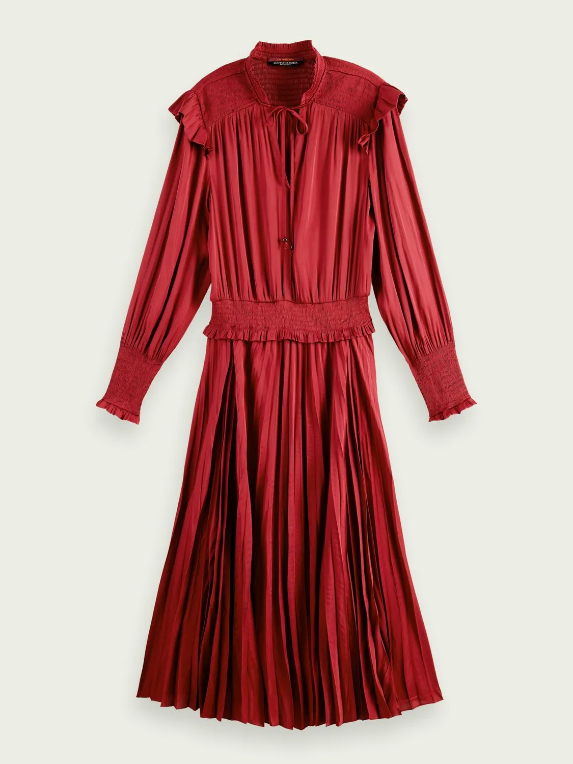 Smocked midi dress in Deep Raspberry