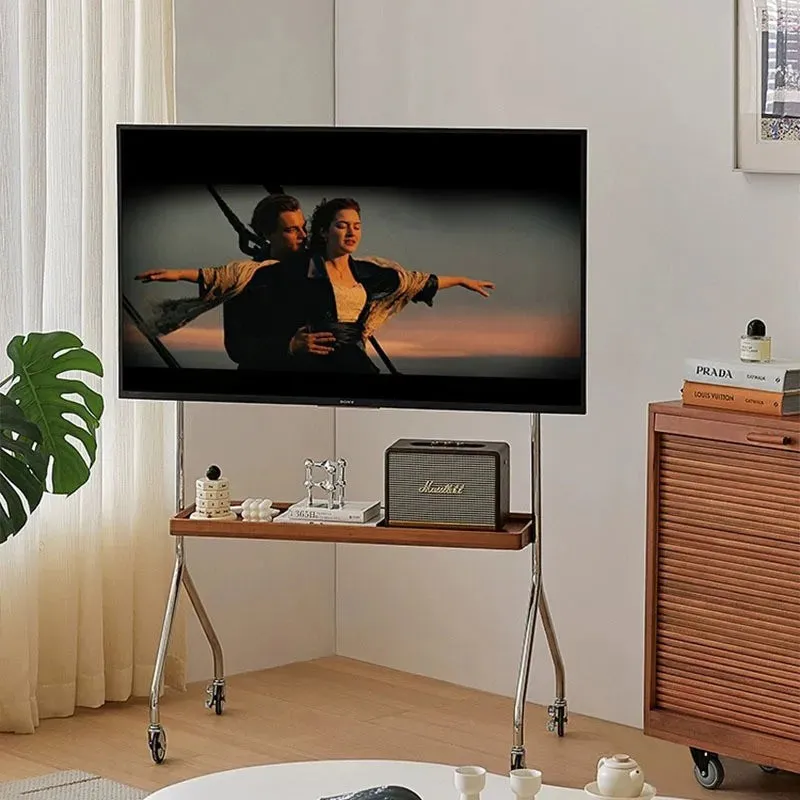 Stainless Steel Movable Floor Monitor TV Shelf