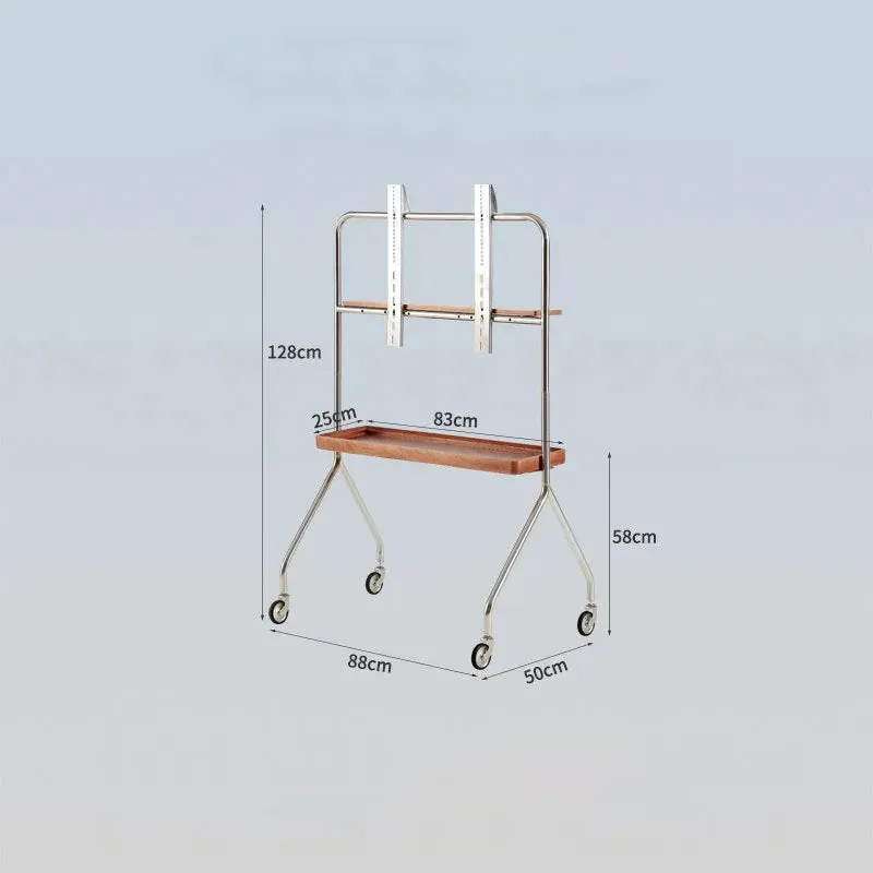 Stainless Steel Movable Floor Monitor TV Shelf